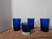 4 CT BLUE  COBALT GLASSES