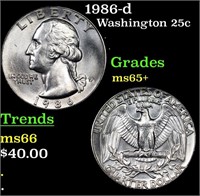 1986-d Washington Quarter 25c Grades GEM+ Unc