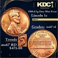 1960-d Lg Date Lincoln Cent Mint Error 1c Grades G