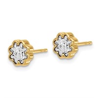 14K Two-tone Polished and Diamond-cut