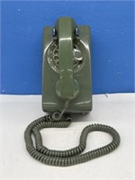Vintage Green Rotary Dial Wall Mount Telephone