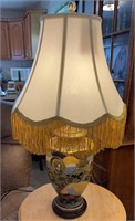 ORIENTAL STYLE TABLE LAMP W/ GLASS FENNEL