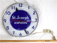 VINTAGE ST. JOSEPH ASPIRIN ADVERTISING WALL CLOCK