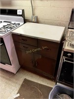 Vintage Metal Cabinet With Formica Top.