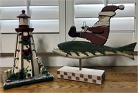 Wooden Hand Carved/Painted Holiday Fish Decor
