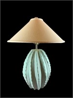 A 1988, Vintage Alsy Plaster Barrel-Cactus Lamp