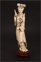 Chinese Carved Ivory Figre of a Courtesan,