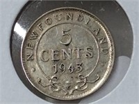 Nfld 5 Cent 1943  Au-50