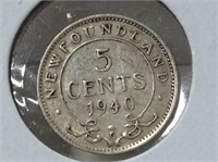 Nfld 5 Cent 1940 Vf