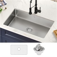 Kraus Dex 32x19 SS Single Bowl Kitchen Sink Kit