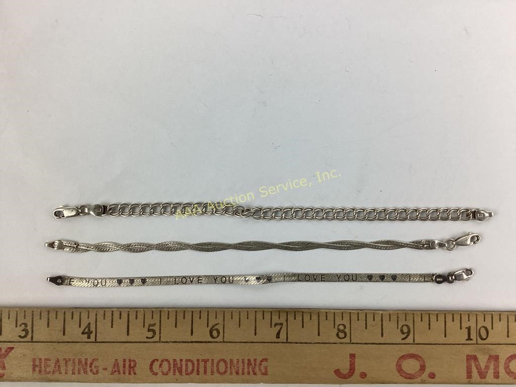 (3) sterling bracelets 12 grams