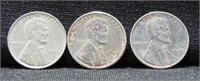 1943-P, D AND S LINCOLN CENTS