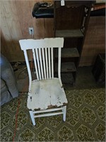 Primitive wood chair and bookshelf