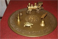Brass Lot including Train, Timer, Turtle, Bell,