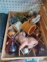 Box Lot of Various Items- Cat Figures, Candle