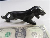 6" Rock Black Stoned Carved Tiger Panther