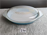 PYREX- 1 1/2 QT Aqua Blue Casserole with Lid