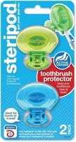 Steripod Clip-On Toothbrush Protector, Green and B