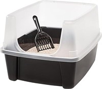 IRIS USA Open Top Cat Litter Tray with Scoop and S
