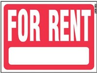 Plastic Lawn Sign for Rent 18" X 24 " red