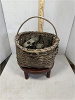 Hand Woven Basket With Vintage Cookie Cutters And