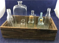 Old Wooden Crate & Old Bottles