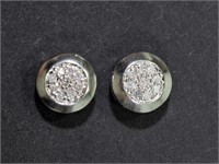 S. Silver Earrings with 14 Diamonds