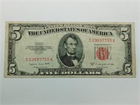 OF) 1953b $5 Red Seal note