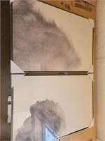 3 x 2ft Home Decor 2pc Paintings Black/White