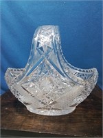 Poland cut glass basket 7 inches tall quite nice