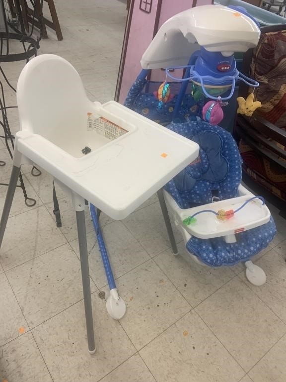 Fisher Price Cradle Swing & Plastic High Chair