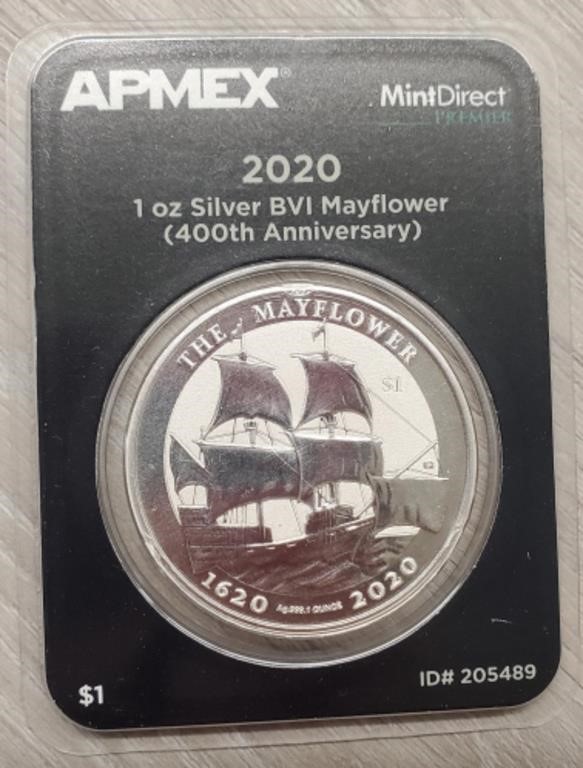 1 oz 2020 BVI Mayflower 400th Anniversary Round
