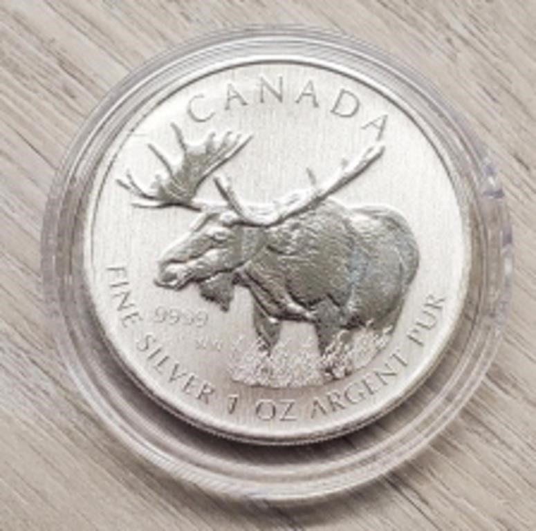 1 oz 2013 Silver Moose Canada $5 Coin