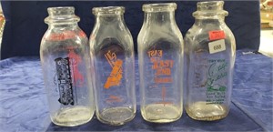 (4) Glass Milk Bottles (Bupp's, Muhlenberg, East