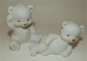 White Porcelain Lounging Teddy Bears