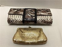 Gold Mesh and Faux Snake Skin Clutch Purses