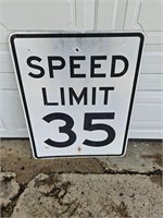 Speed Limit 35 Meal Road Sign