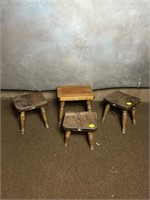 Lot of 4 Small Wooden Stools/Plant Stands