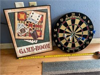 Dart board and game room metal sign