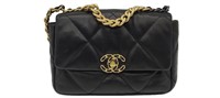 CC Black Quilted Leather Red Interior Bag
