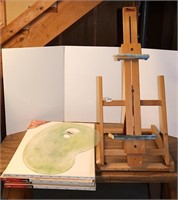 Bob Ross folding easel, artist pallet, (4) 18 x