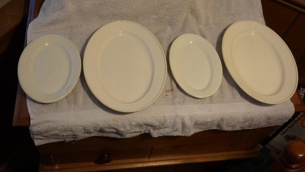 Set of Four White Serving Platters
