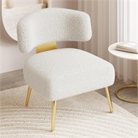 Sherpa Boucle Accent Chair  Cream White