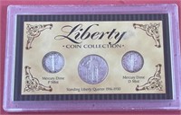 Display w/ 3 Silver Coins