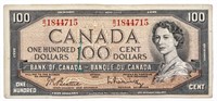 Bank of Canada 1954 $100 Modified Portrait