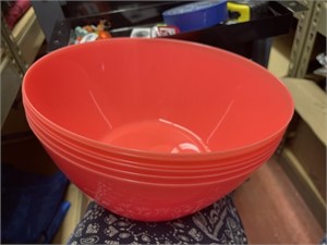6 coral colored serving bowls 9" wide 4 " high