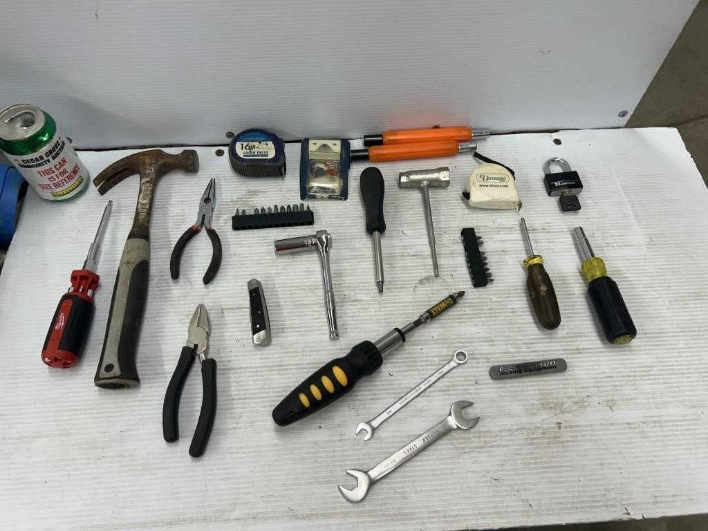 Tools includes screwdrivers and wrenches