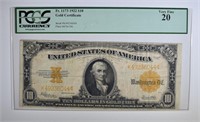 1922 $10 GOLD CERTIFICATE PCGS 20 VF
