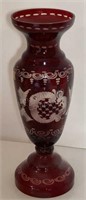 Egermann Ruby Cut to Clear Vase 10.5”