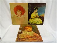 (3) Vintage Prints on Cardboard